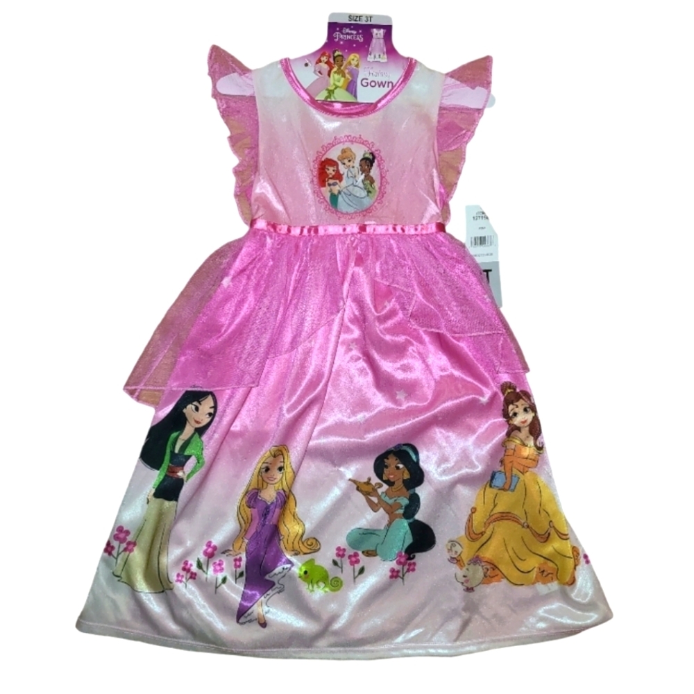 New Disney Princess Kids Fantasy Gown  Sleepwear Pjs Pajama 3T